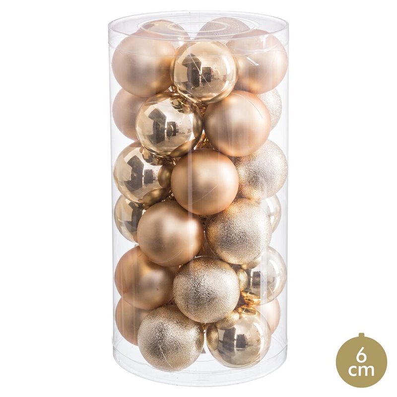 Boules de Noël Doré Plastique Ø 6 cm (30 Unités)