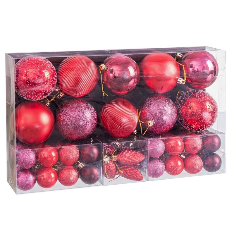 Boules de Noël Rouge Plastique (50 Unités)