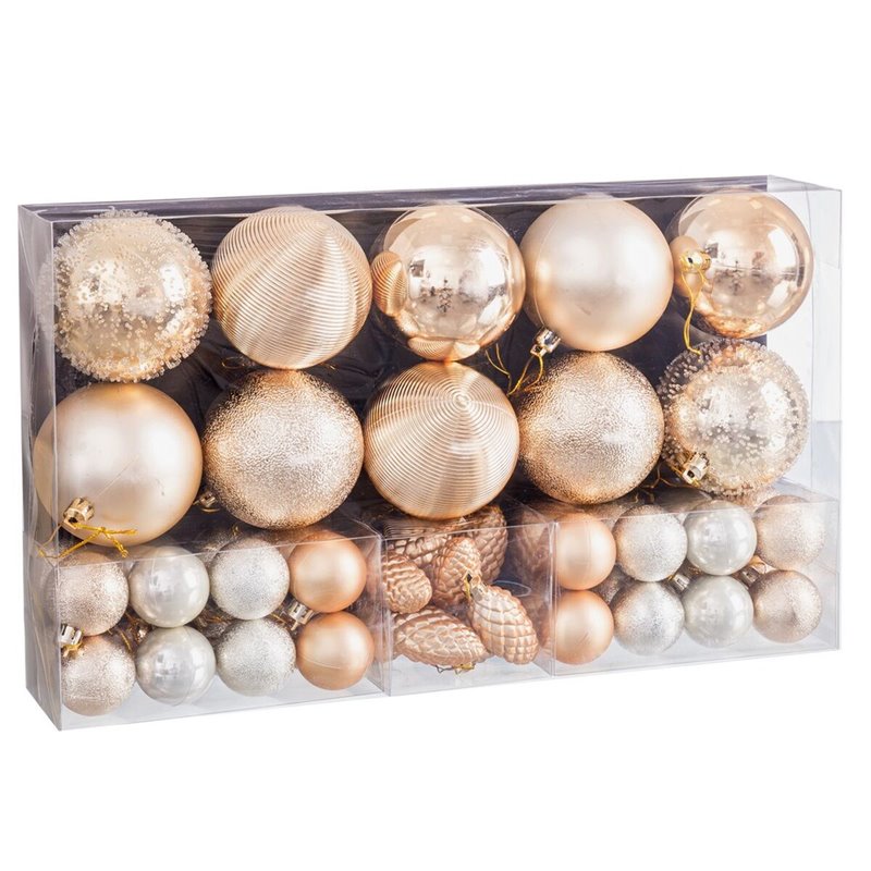 Boules de Noël Doré Plastique (50 Unités)