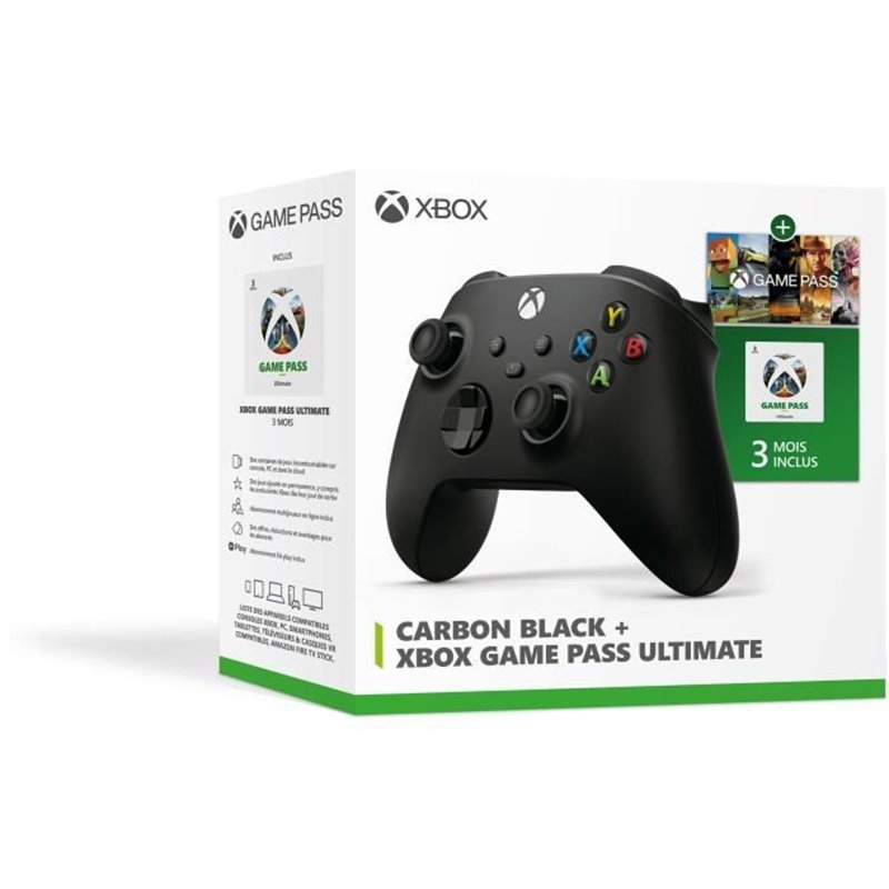 Pack Xbox Anywhere - Microsoft Xbox - Manette Carbon Noir + 3M GPU