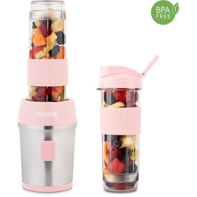 Image secondaire de Mini blender - SMOO12 - 300 W - 570 mL - Rose pastel - 2 gourdes incluses