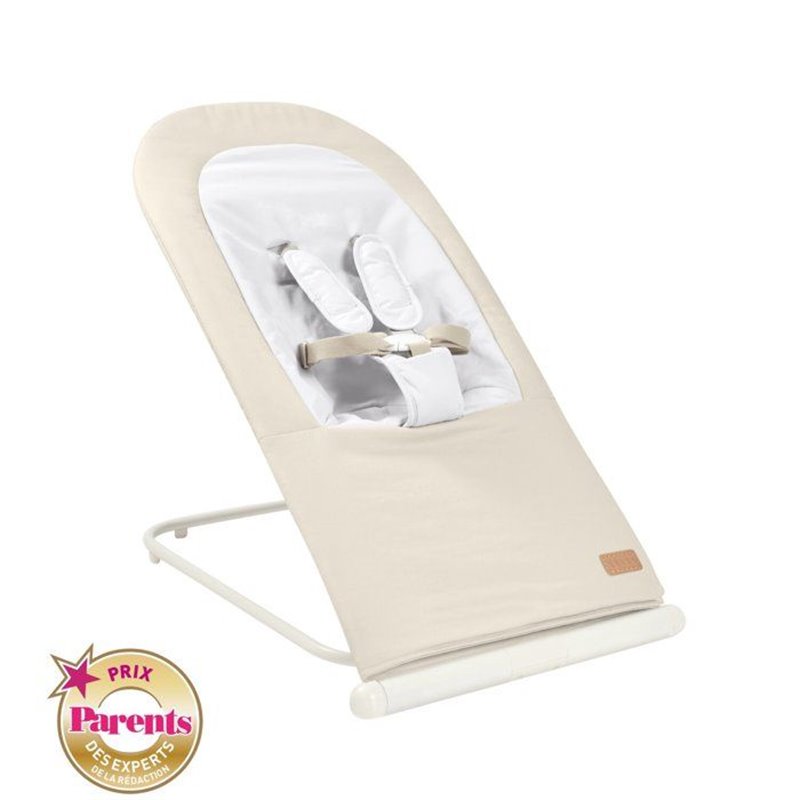 BÉABA, Transat Pliable, 3 inclinaisons en 1 Bouton, Ultra Compact et Fin, Eazy Relax - Greige