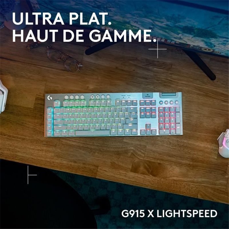 Image secondaire de Clavier gamer - sans fil - Logitech G - G915 X - Switch tactile - AZERTY - Blanc