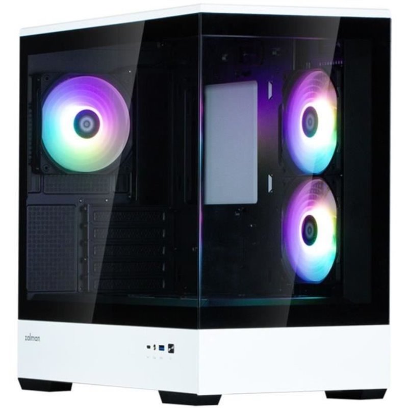 Boîtier PC Mini Tour sans alim - ZALMAN P30 BW (Noir/Blanc) - Micro ATX/Mini-ITX - 3x120mm A-RGB - USB-C/3.0/HD Audio