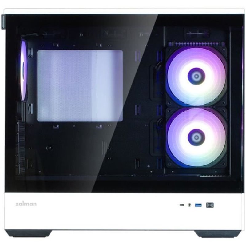 Image secondaire de Boîtier PC Mini Tour sans alim - ZALMAN P30 BW (Noir/Blanc) - Micro ATX/Mini-ITX - 3x120mm A-RGB - USB-C/3.0/HD Audio