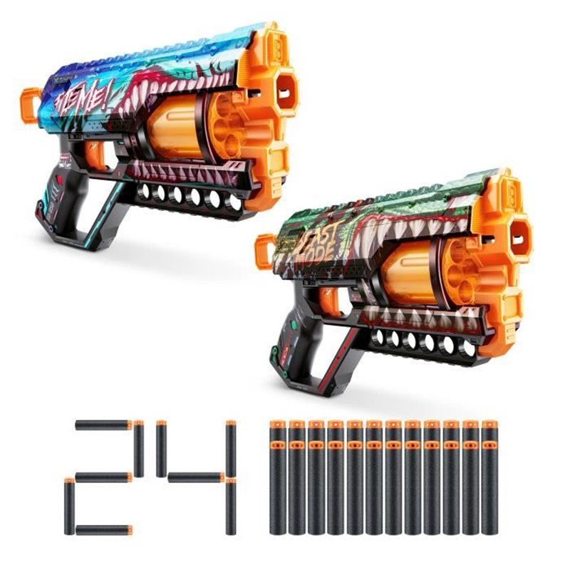 Image secondaire de Pack Blasters - ZURU - XSHOT Skins Griefer 2PK - Blasters a canon rotatif avec tir a 27 metres et 24 fléchettes incluses