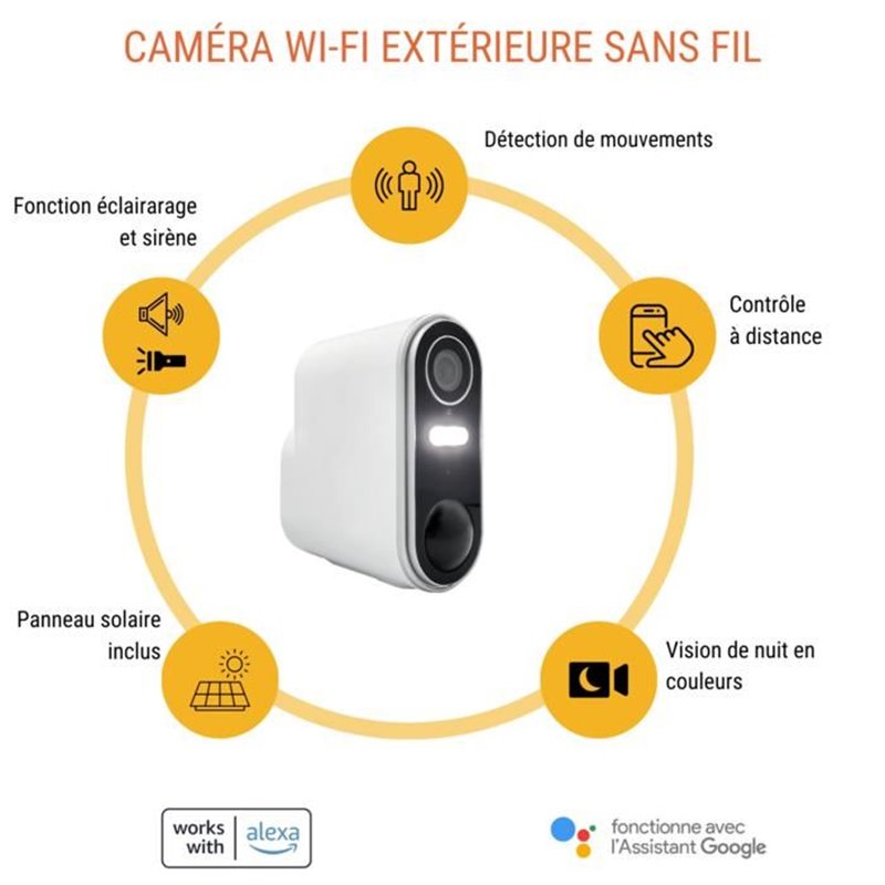 Image secondaire de Caméra de surveillance extérieure sans fil avec panneau solaire Konyks Camini Air 2 Solar