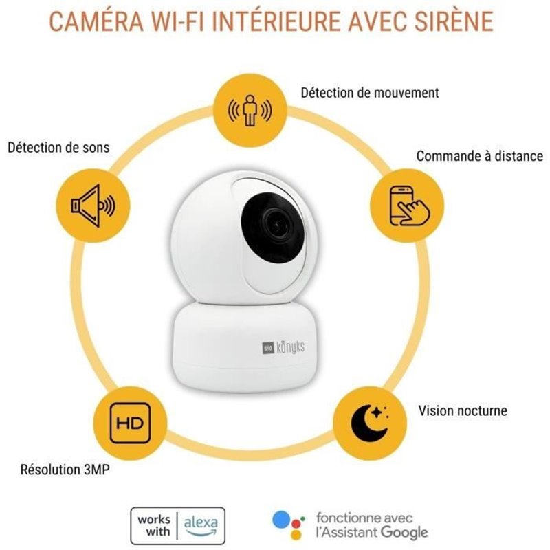 Image secondaire de Caméra de surveillance - KONYKS - CAMINI 2 - Intérieur - Motorisée - Wifi - Détéction de mouvements