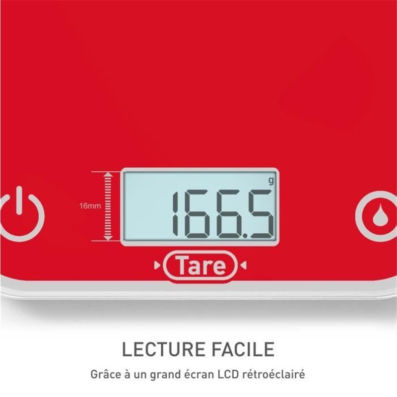 Image secondaire de Tefal Optiss Balance de cuisine électronique, Écran rétroéclairé, Résistance aux rayures, Capacité de 5 kg, Framboise BC50U3V0