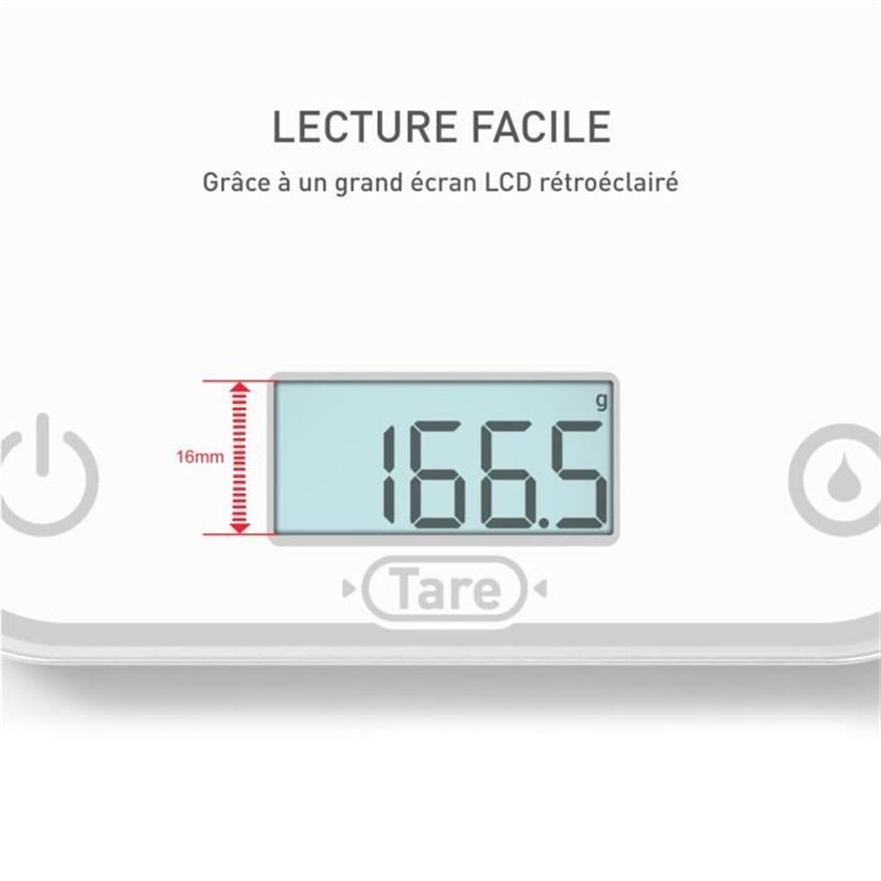 Image secondaire de Tefal Optiss Balance de cuisine électronique, Écran rétroéclairé, Résistance aux rayures, Capacité de 5 kg, Blanc BC50U0V0