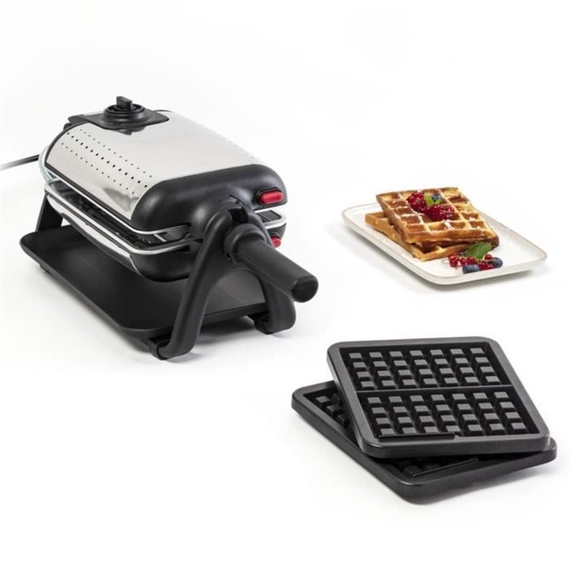 Tefal WM756D moule à gaufres 2 gaufre(s) 1200 W Noir, Acier inoxydable