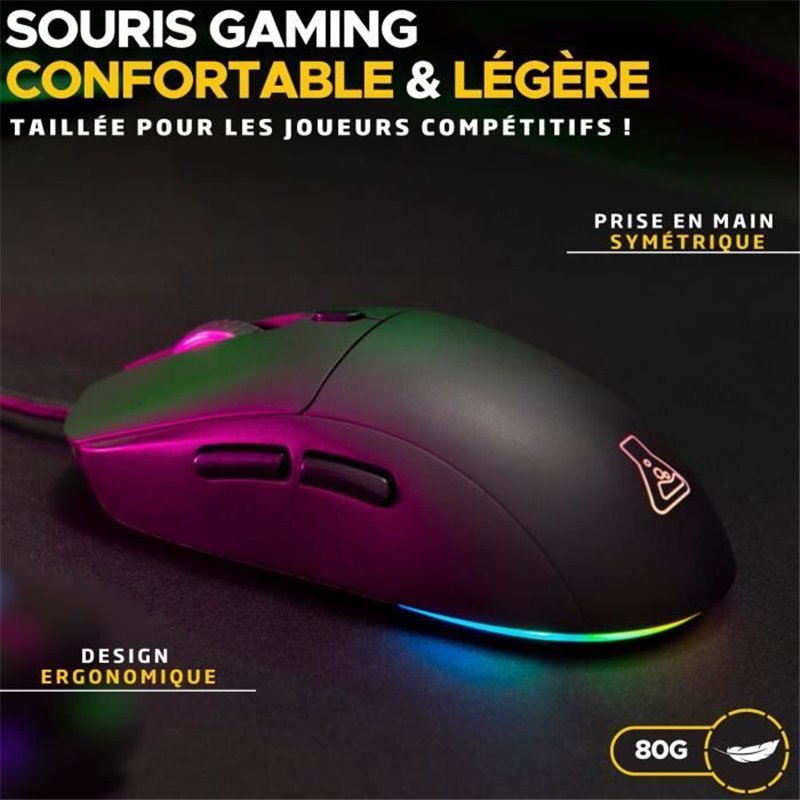 Image secondaire de Souris Gamer filaire - The G-Lab - KULT-COBALT - RGB - 12800 DPI - Noir