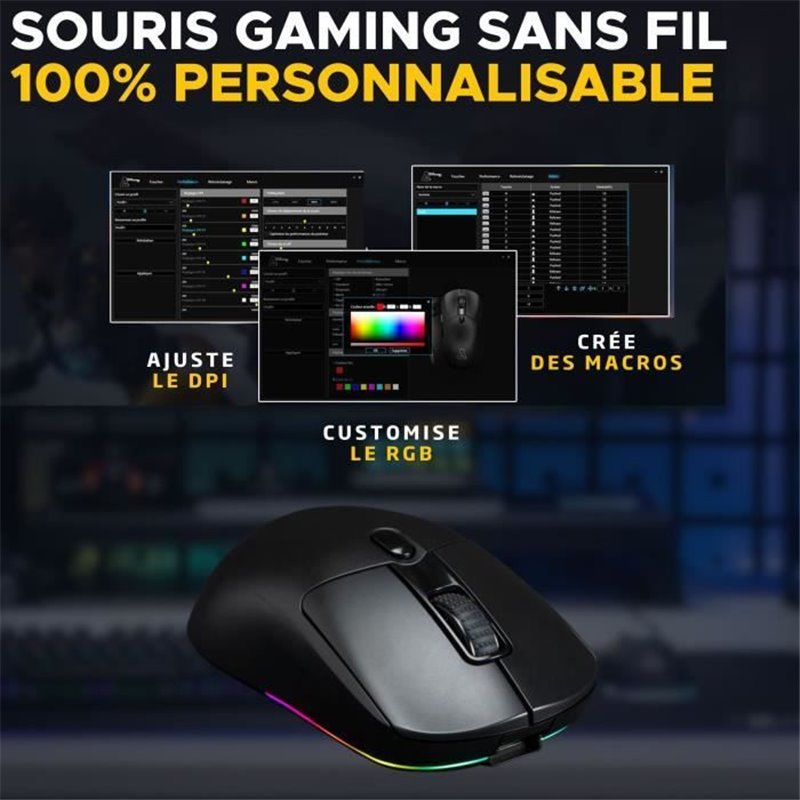 Image secondaire de Souris Gamer Competitif - Avec ou sans fil - The G-Lab - KULT-TITAN - RGB - 12000 DPI - Noir