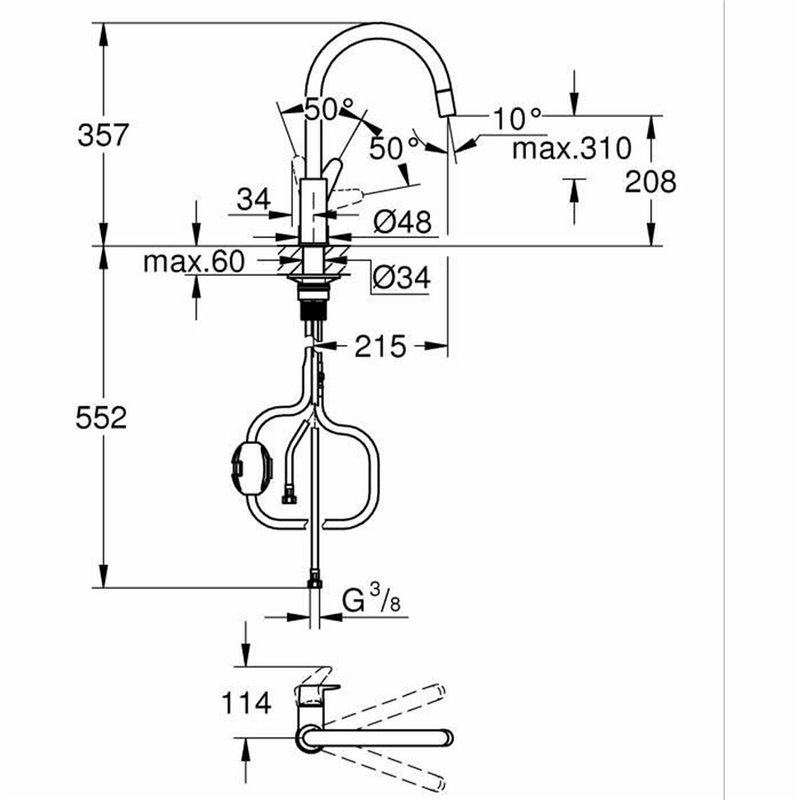 Image secondaire de Mitigeur Grohe Laiton Forme en C