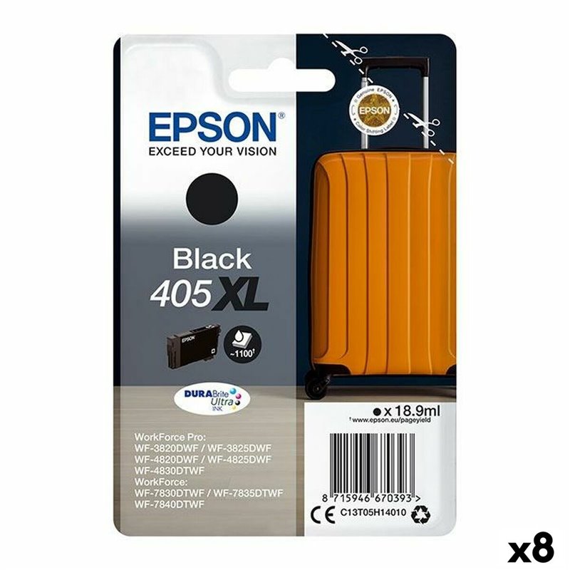 Cartouche d'encre originale Epson WF-3820DWF, 3825DWF, 4820DWF, 4825DWF, 4830DWF, WF-7830DTWF, 7835DTWF, 7840DTWF Noir (8 Unités)