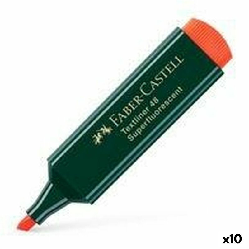 Ensemble de Marqueurs Fluorescents Faber-Castell Textliner 48 Orange (10 Unités)