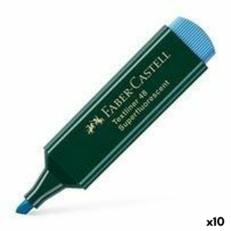 Ensemble de Marqueurs Fluorescents Faber-Castell Textliner 48 Bleu (10 Unités)