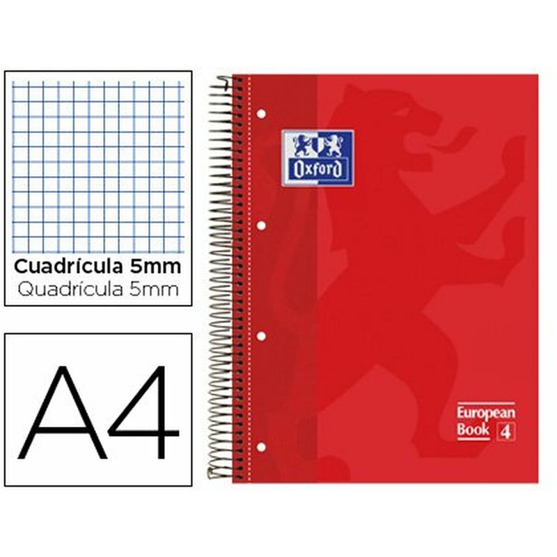 Image secondaire de Cahier Oxford EUROPEANBOOK 1 Rouge A4+ 80 Volets 5 Pièces (25 Unités)