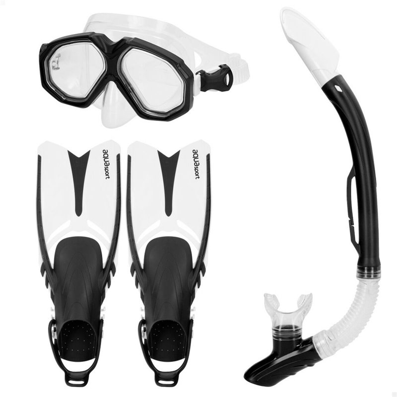 Image secondaire de Lunettes de Plongée avec Tube et Palmes AquaSport Noir Adultes (2 Unités)