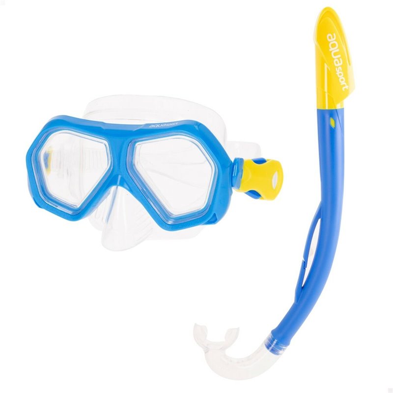 Image secondaire de Masque de Plongée avec Tube pour Enfants AquaSport Bleu (4 Unités)