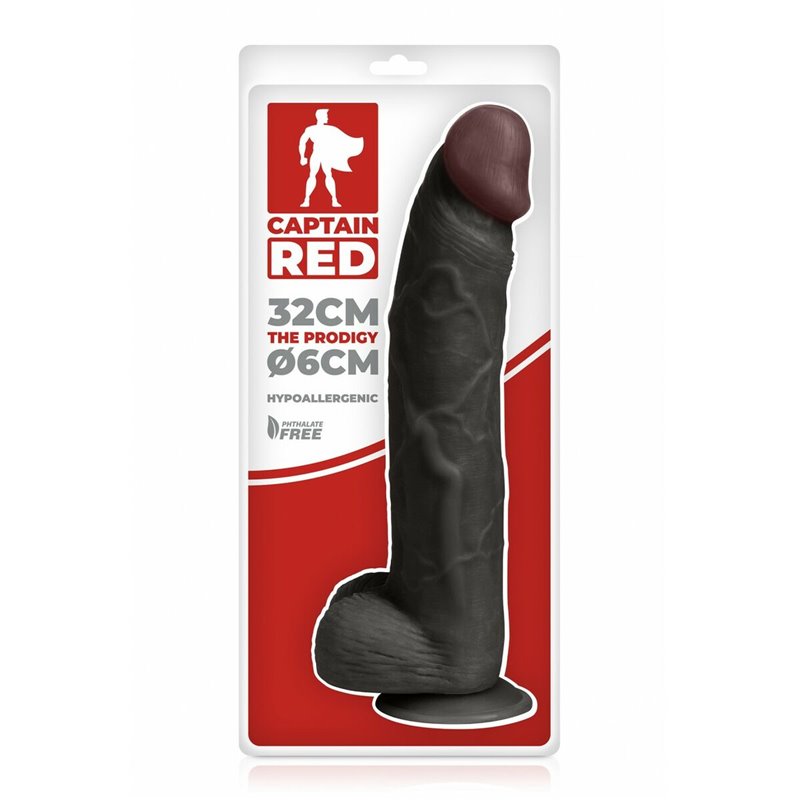 Image secondaire de Gode réaliste Captain Red Prodigy TPE Noir 34,5 cm