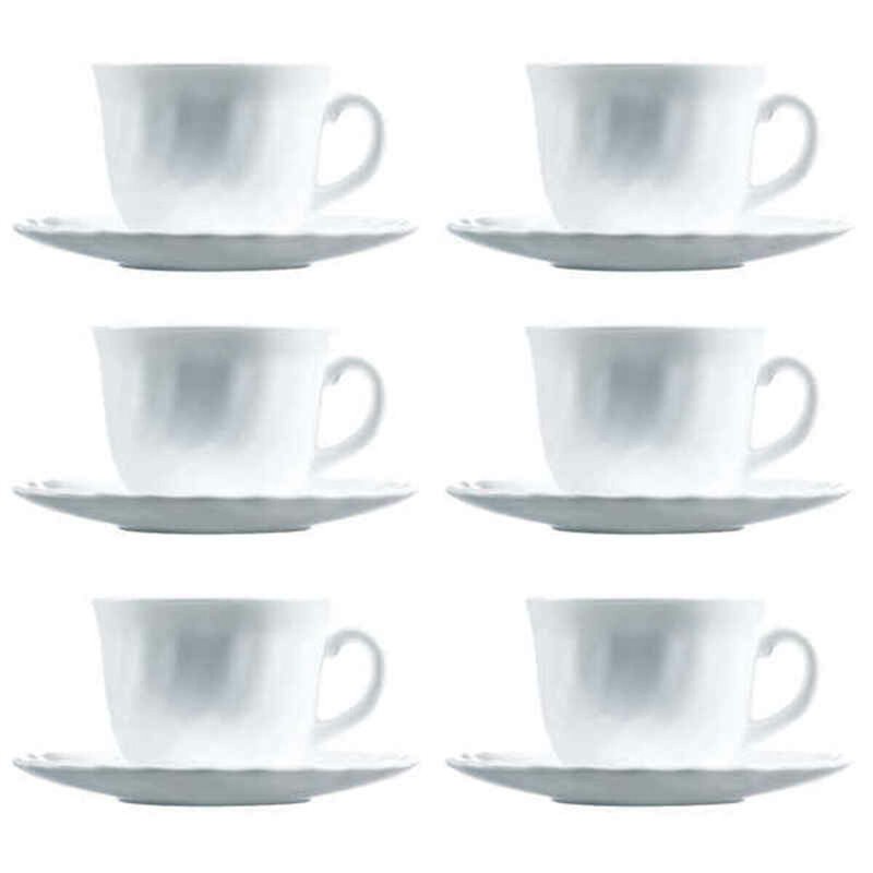 Image secondaire de Lot de tasses avec soucoupes Luminarc Trianon (6 pcs) Blanc verre 220 ml (12 Pièces)