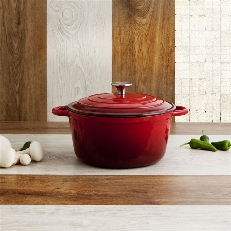 Image secondaire de Casserole avec Couvercle Bidasoa Fierro Rouge Ø 24 cm 3,7 L (2 Unités)