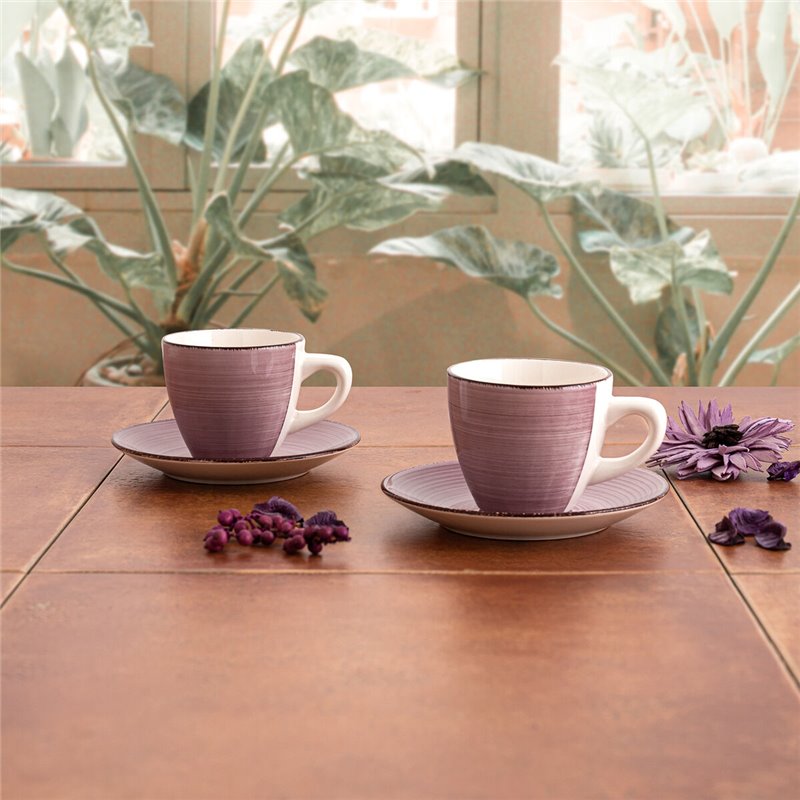 Image secondaire de Lot de tasses avec soucoupes Quid Vita Morning Rose Céramique (4 Pièces) (6 Unités)