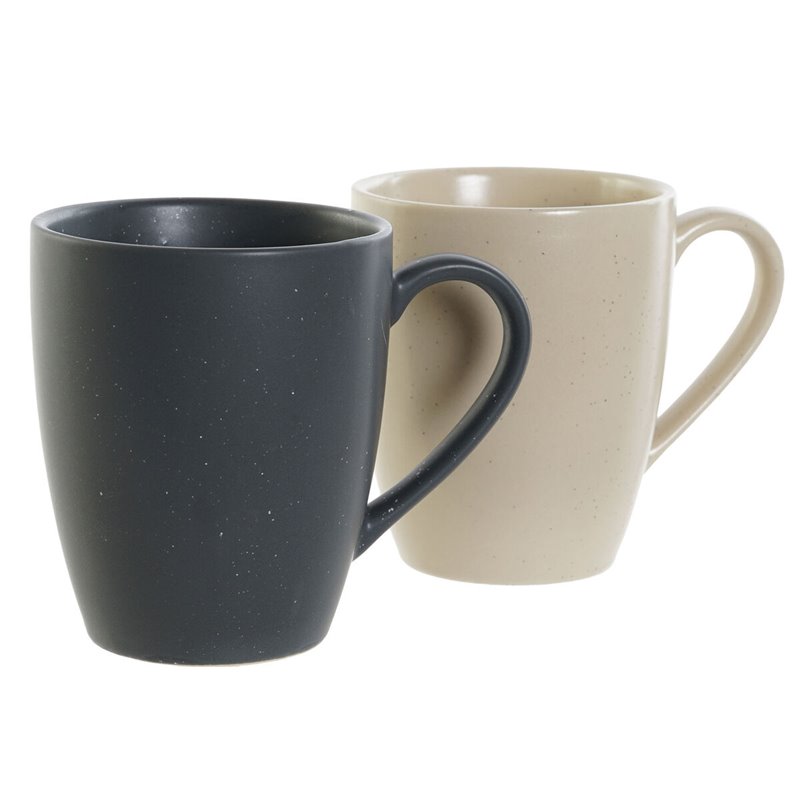 Image secondaire de Lot de tasses DKD Home Decor Beige Gris foncé Bois d'hévéa Grès 300 ml 19 x 13 x 31 cm (4 Pièces)