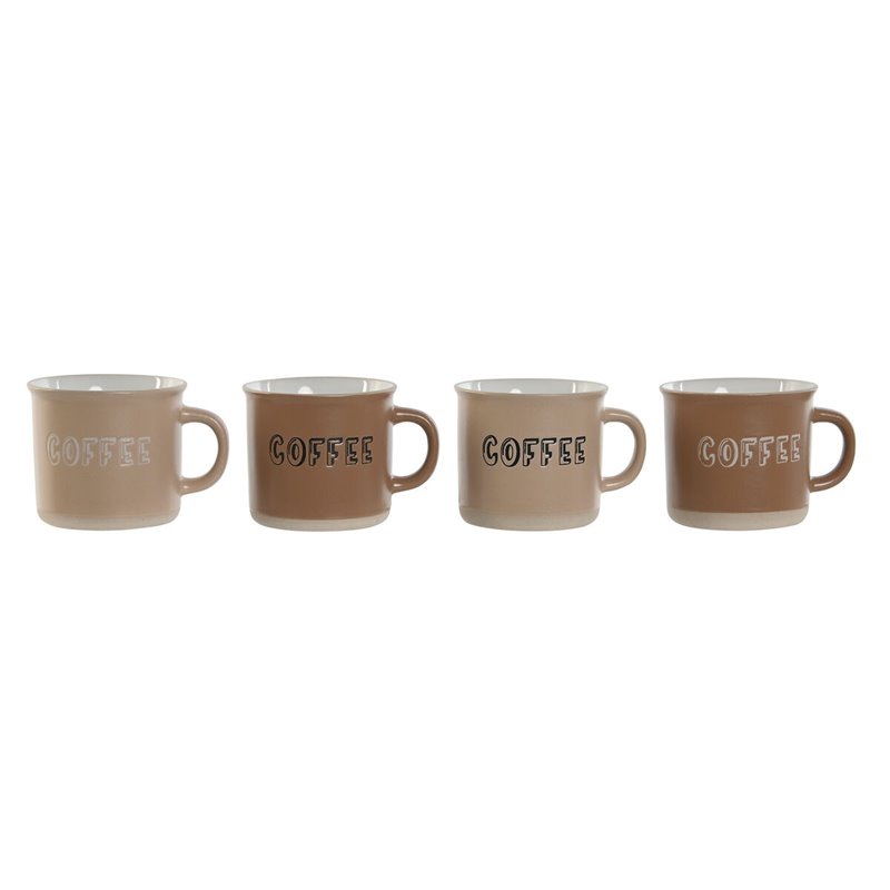 Ensemble de tasses à café Home ESPRIT Marron Grès 180 ml 4 Pièces