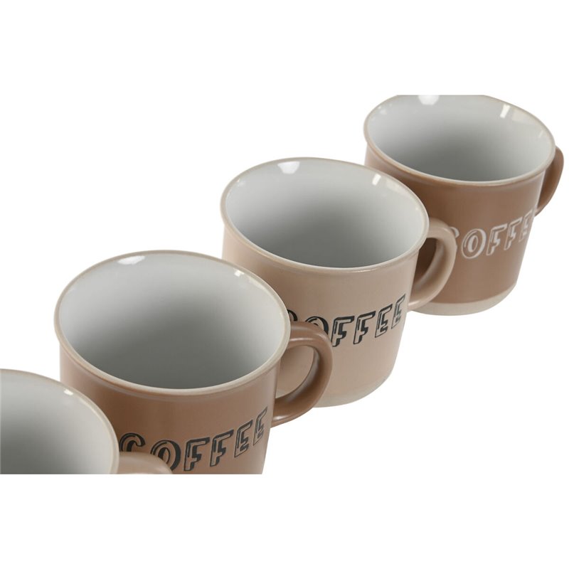 Image secondaire de Ensemble de tasses à café Home ESPRIT Marron Grès 180 ml 4 Pièces