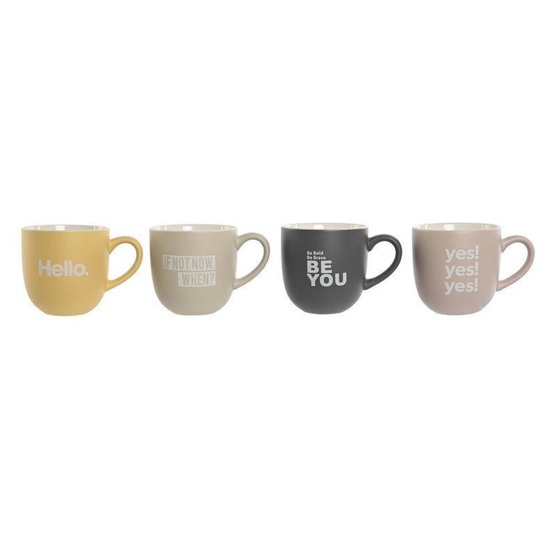 Ensemble de 4 mugs Home ESPRIT Jaune Beige Gris Rose Porcelaine 410 ml 13 x 9 x 9,4 cm