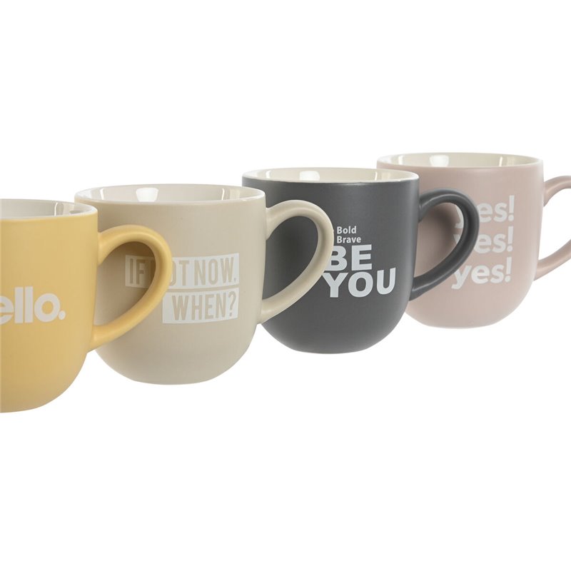 Image secondaire de Ensemble de 4 mugs Home ESPRIT Jaune Beige Gris Rose Porcelaine 410 ml 13 x 9 x 9,4 cm