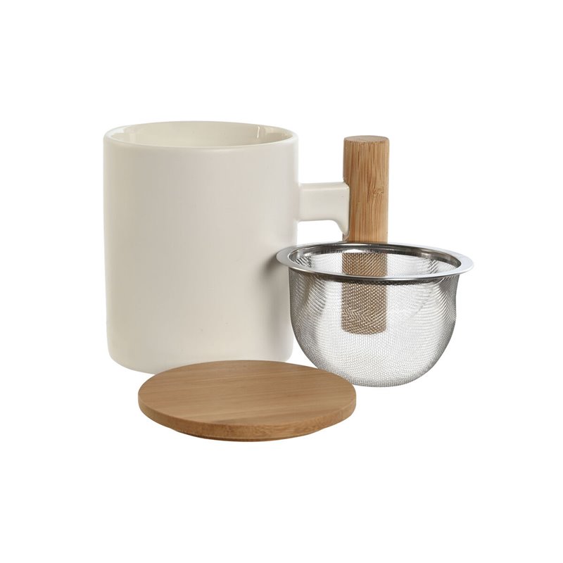 Image secondaire de Tasse avec filtre pour infusions Home ESPRIT Blanc Acier inoxydable Porcelaine 360 ml