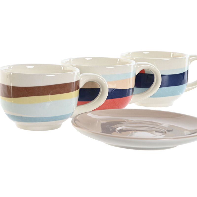 Image secondaire de Jeu de 6 tasses avec plat Home ESPRIT Jaune Bleu Vert Lila Métal Dolomite 180 ml