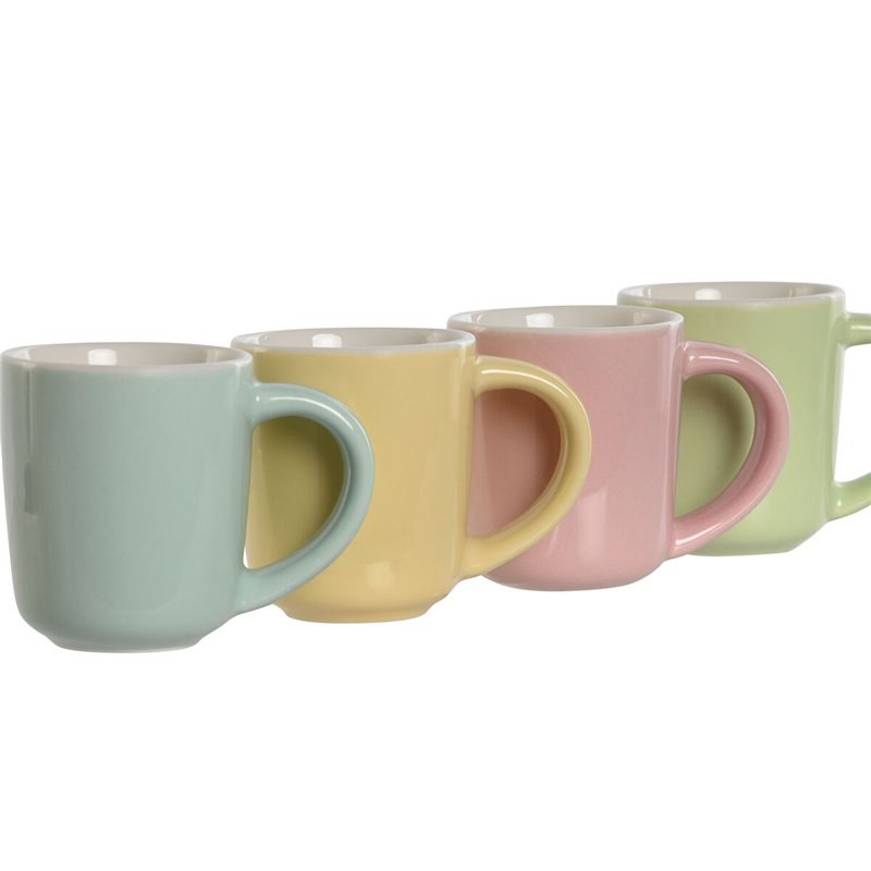 Image secondaire de Ensemble de tasses à café Home ESPRIT Jaune Bleu Vert Rose Porcelaine 90 ml 4 Pièces