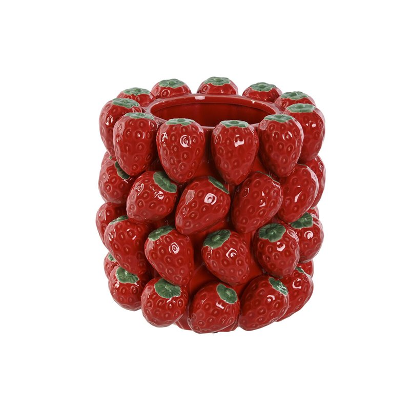 Vase Home ESPRIT Rouge Céramique Grès Fraises Tropical 23 x 23 x 34 cm