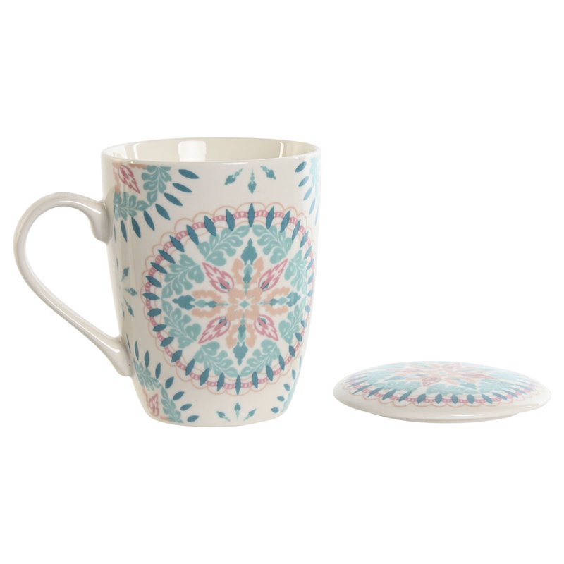 Image secondaire de Tasse avec filtre pour infusions Home ESPRIT Bleu Blanc Turquoise méditerranéen 340 ml (2 Unités)