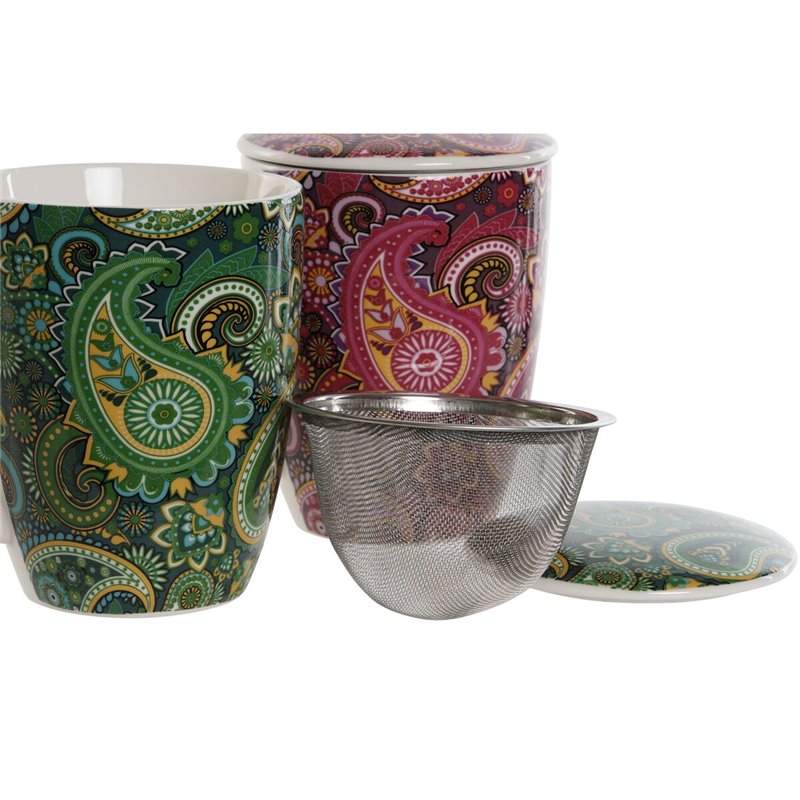 Image secondaire de Tasse avec filtre pour infusions Home ESPRIT Vert Turquoise Bordeaux Lila Moderne 340 ml (2 Unités)