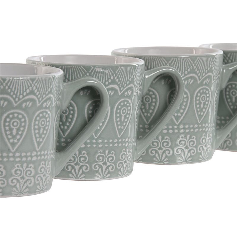 Image secondaire de Ensemble de 4 mugs Home ESPRIT Vert Grès 360 ml 9,5 x 13 x 9,2 cm Mandala