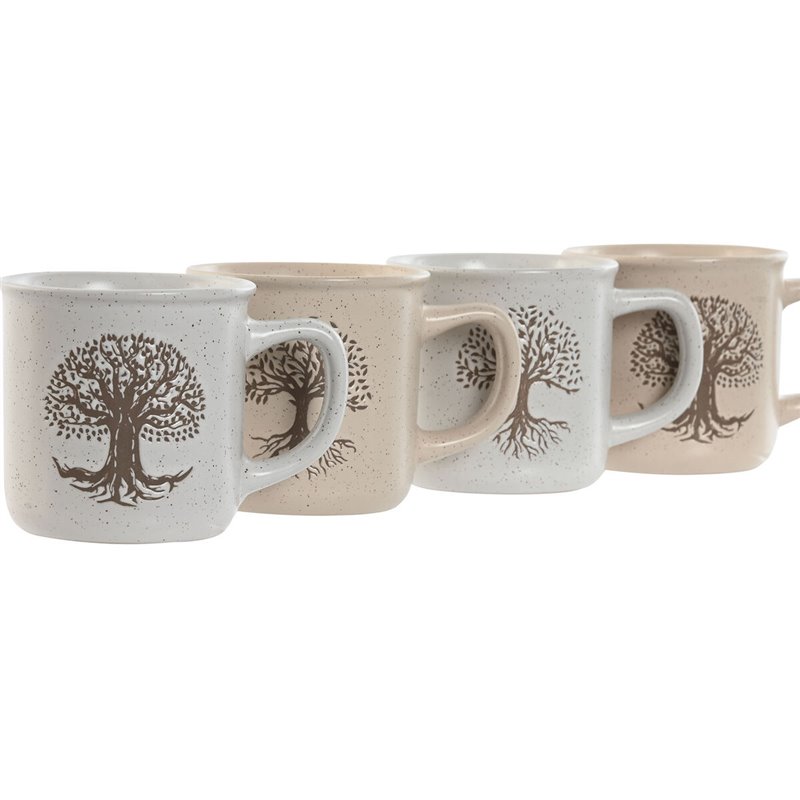 Image secondaire de Tasse mug Home ESPRIT Blanc Beige Traditionnel Arbre de vie 330 ml (4 Unités)