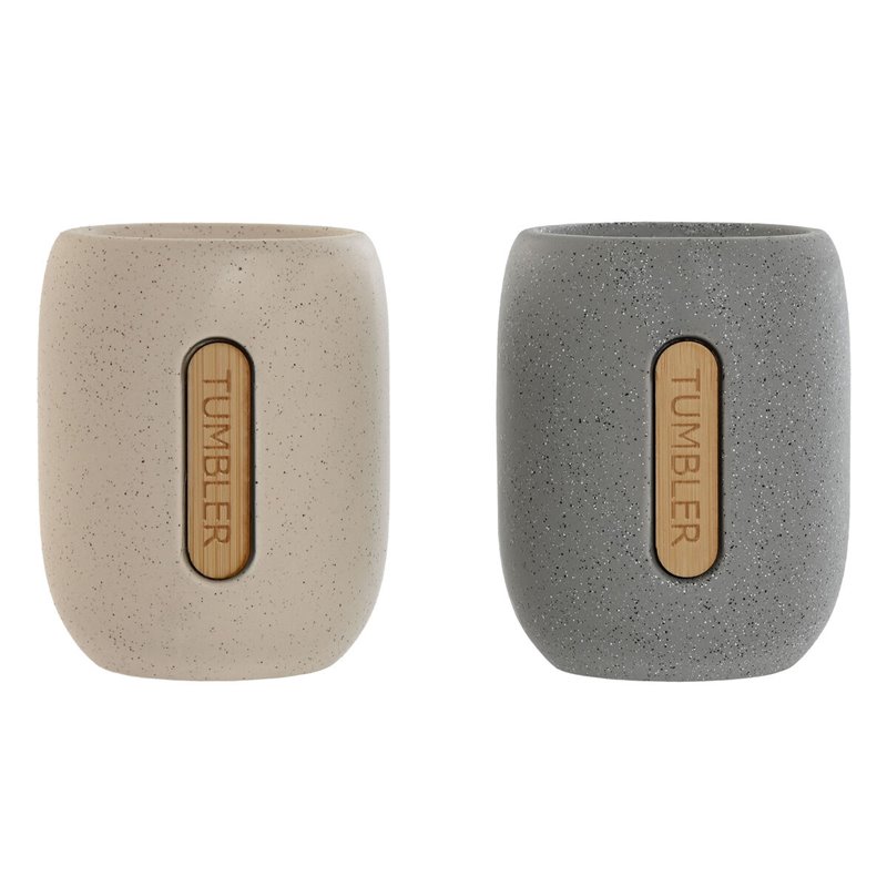 Support pour brosses à dents Home ESPRIT Gris Crème Dolomite 8,5 x 7 x 11 cm (2 Unités)