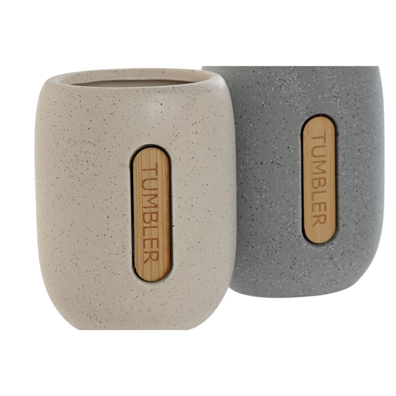 Image secondaire de Support pour brosses à dents Home ESPRIT Gris Crème Dolomite 8,5 x 7 x 11 cm (2 Unités)