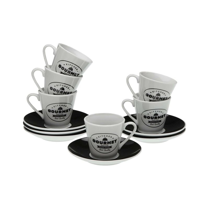 Jeu de 6 tasses avec plat Versa Gourmet Porcelaine