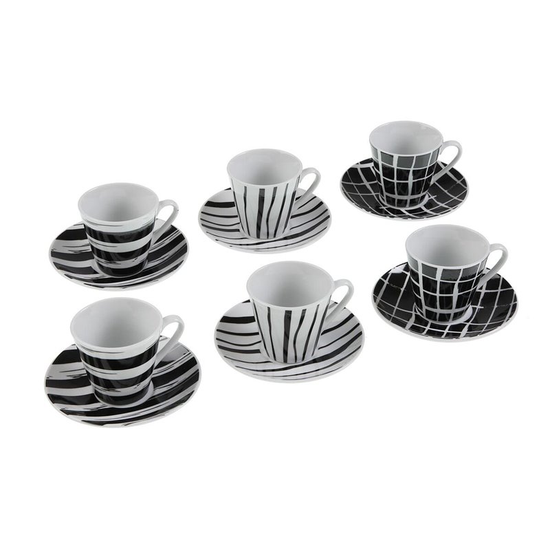 Lot de tasses avec soucoupes Versa Noir Porcelaine