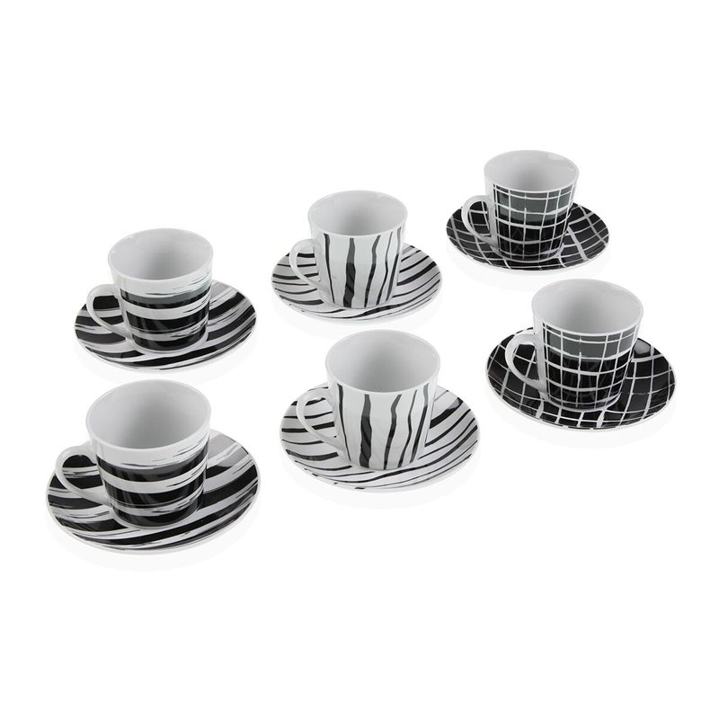 Lot de tasses avec soucoupes Versa Noir Porcelaine