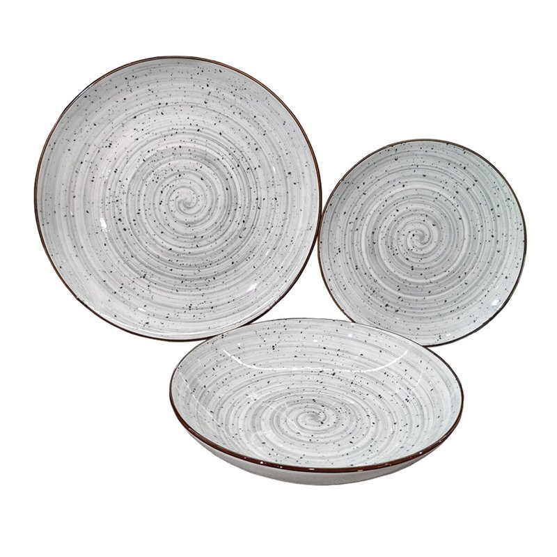 Assiettes Versa Lua Gris Porcelaine 18 Pièces