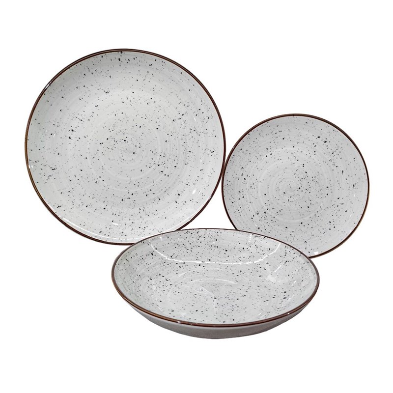 Assiettes Versa Lua Gris Porcelaine 18 Pièces