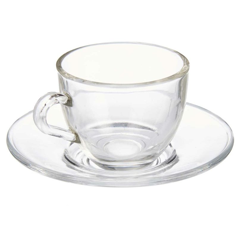 Image secondaire de Tasse avec sous-tasse Transparent verre 85 ml (6 Unités)