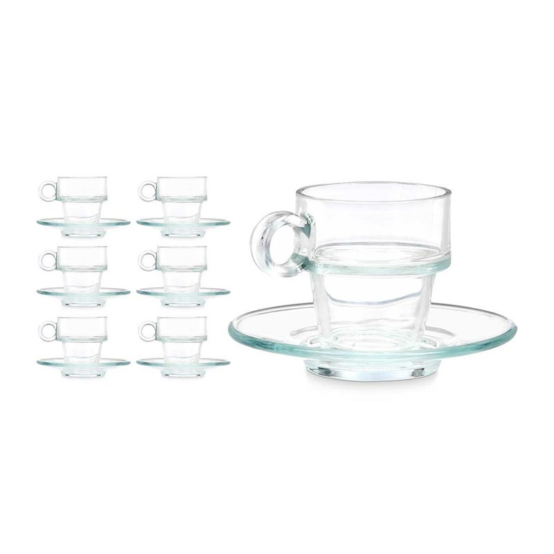 Image secondaire de Tasse avec sous-tasse Transparent verre 90 ml (6 Unités)